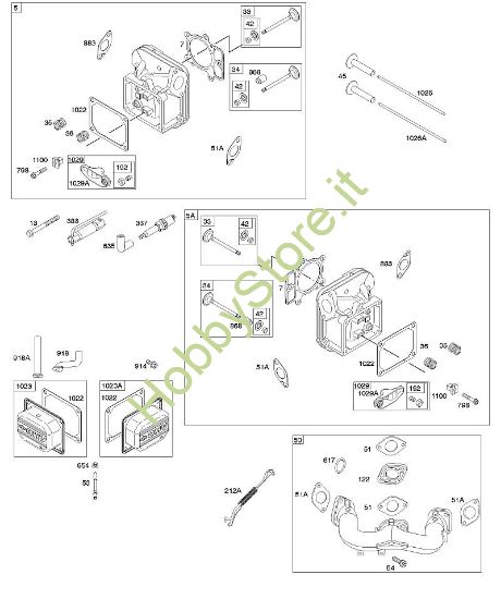 D - Testata del cilindro, coperchio bilancieri, collettore di aspirazione B&S - 40 €¦ 401577-3130-B1 brand Stihl